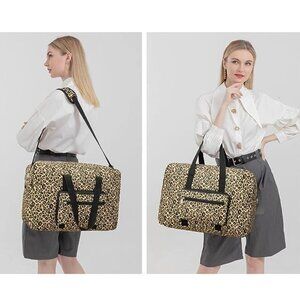 Cheetah Printed Foldable Travel Duffel Bag Overnight Weekender Bag Carry‎ On
